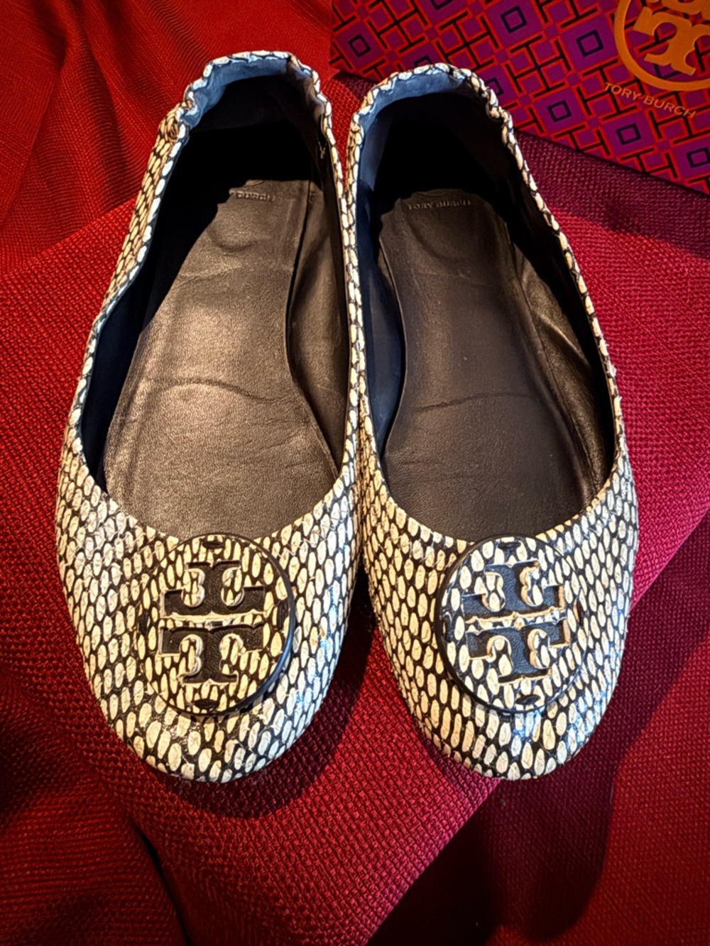 Minnie Travel Ballet - King Cobra Printed Leather (White/Black)